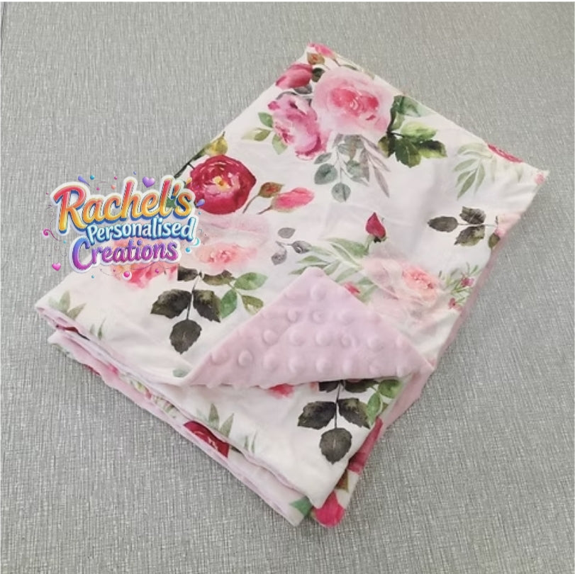 Embroidered floral baby name blanket