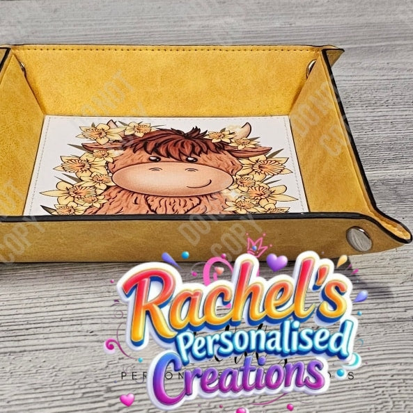 Personalised pu Leather Snap Up Tray