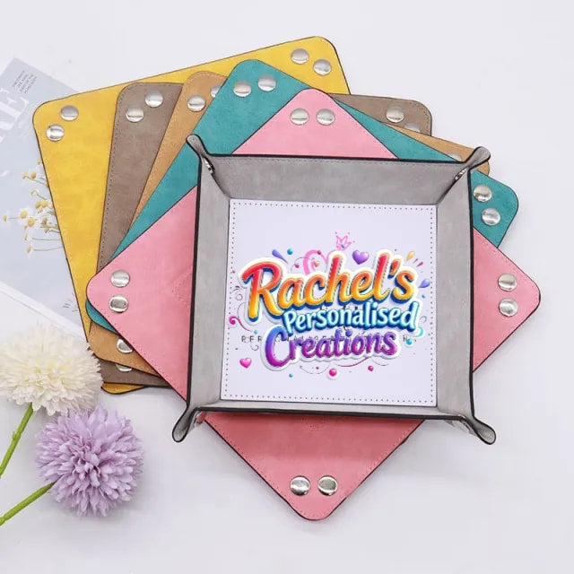 Personalised pu Leather Snap Up Tray