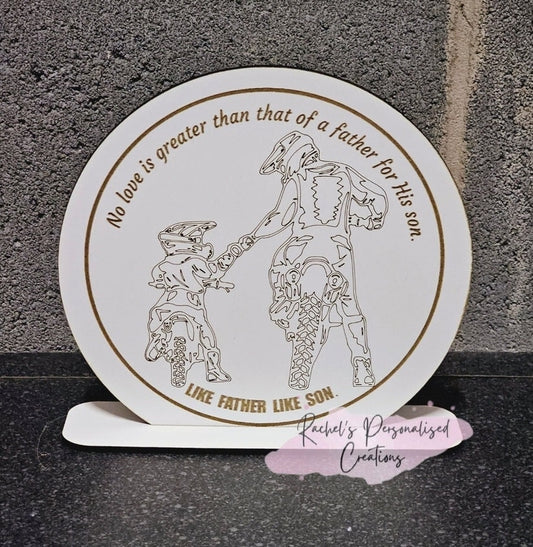 Engraved Father & Son freestanding plaque