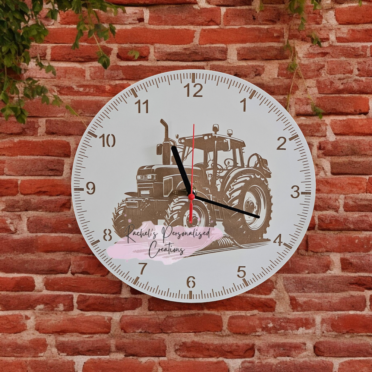 Tractor wooden engraved 30cm Clock