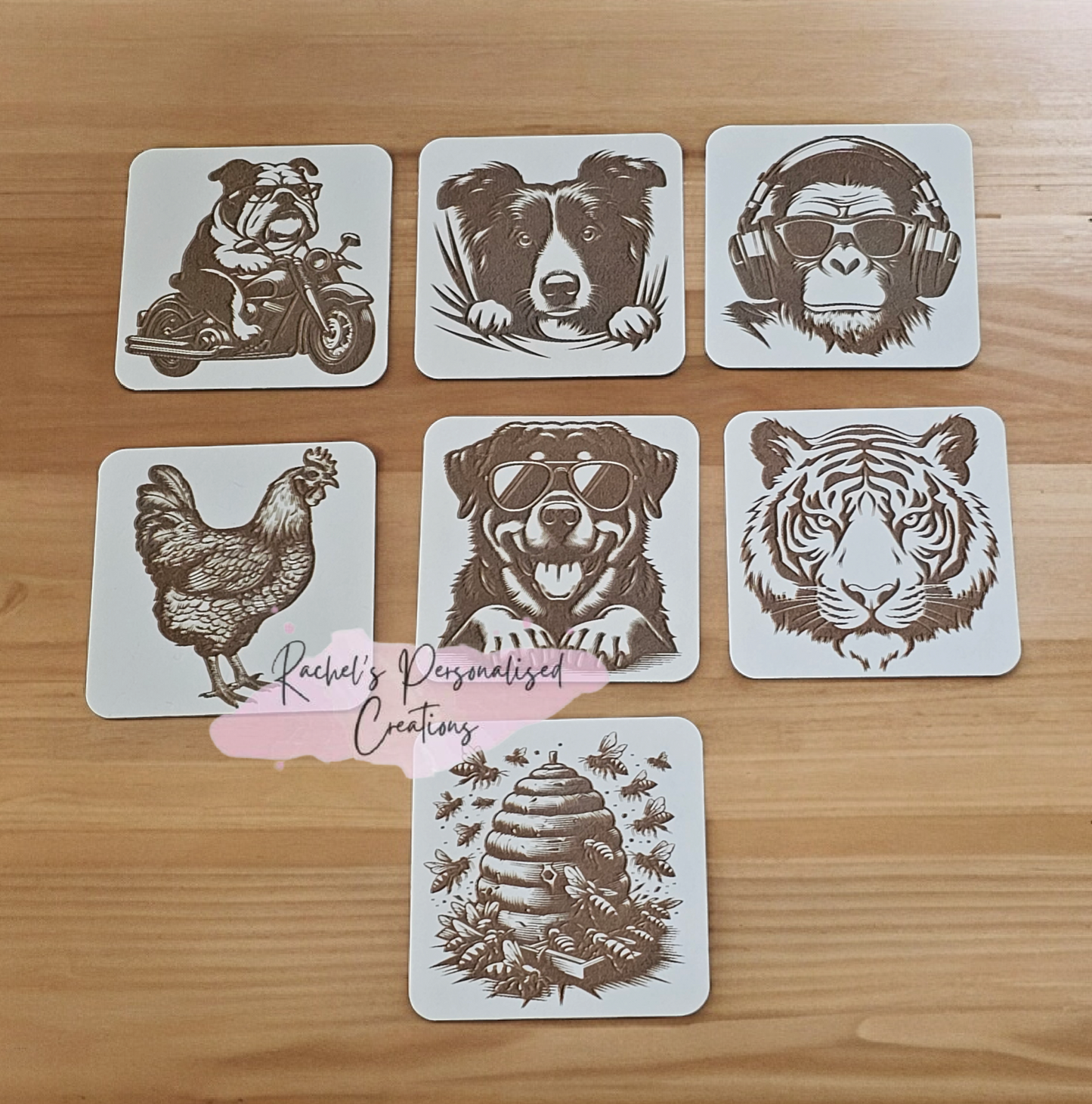 Wooden engraved coasters