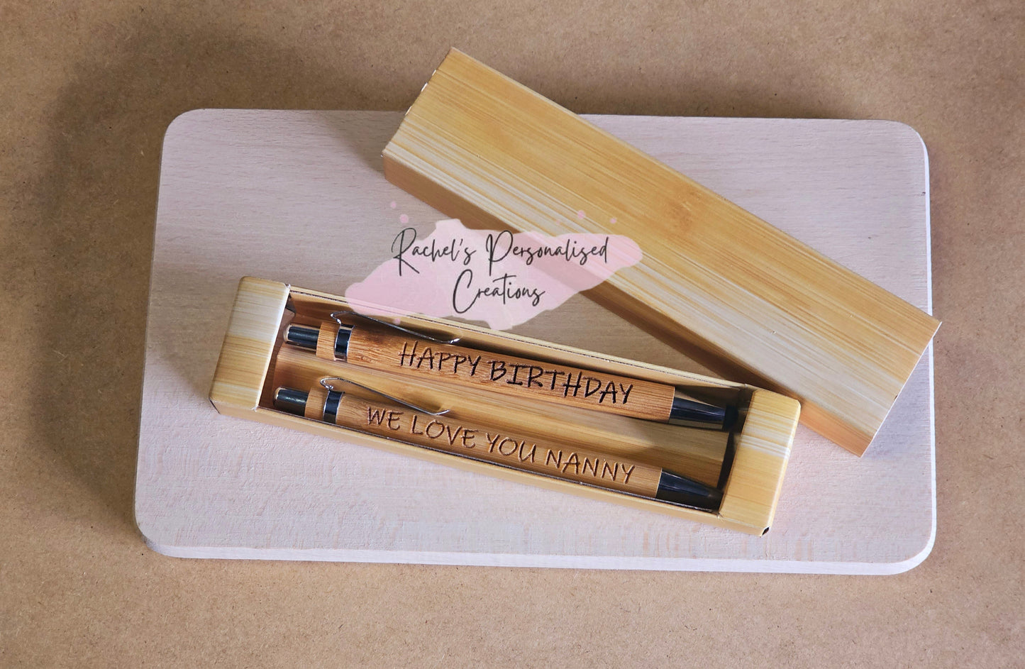 Personalised wooden pen gift set