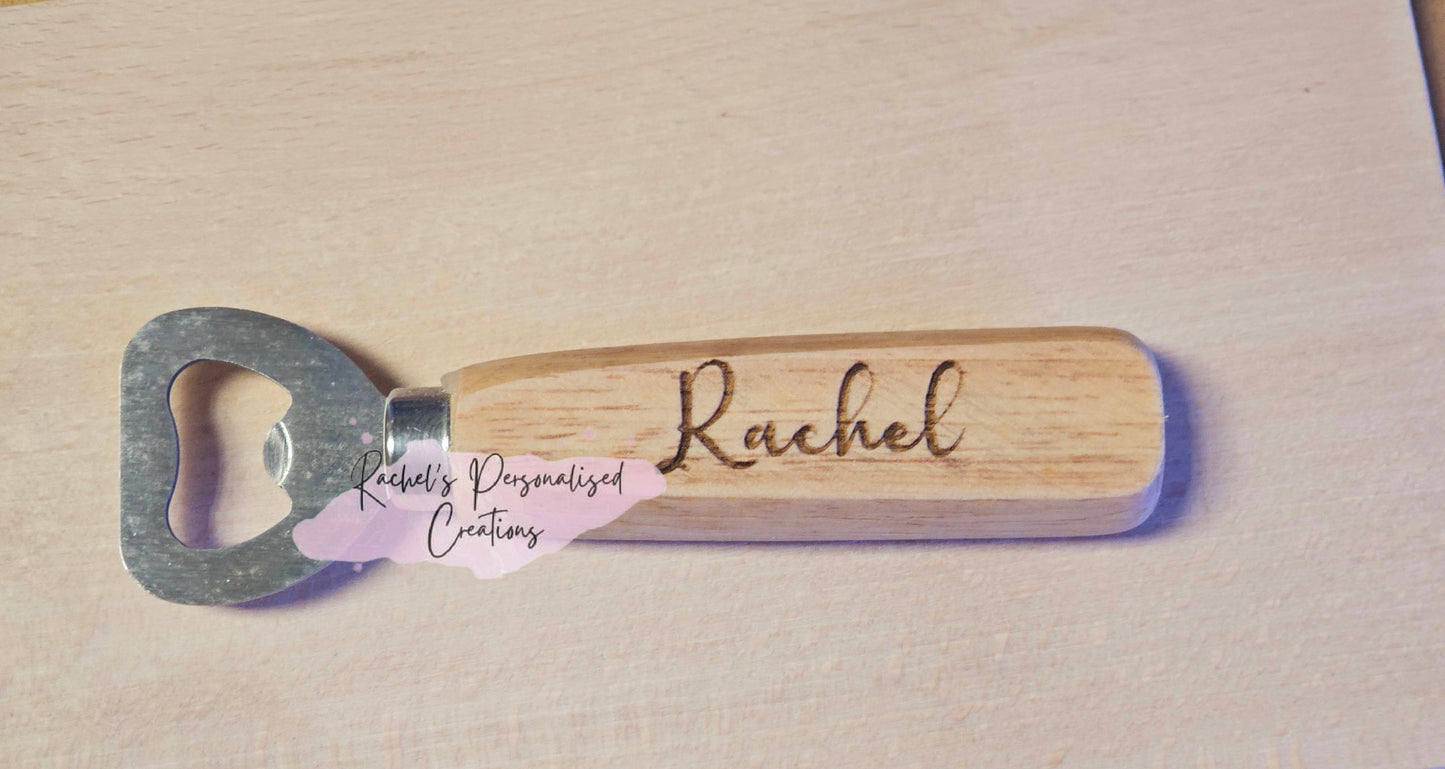 Personalised wooden bottle opener