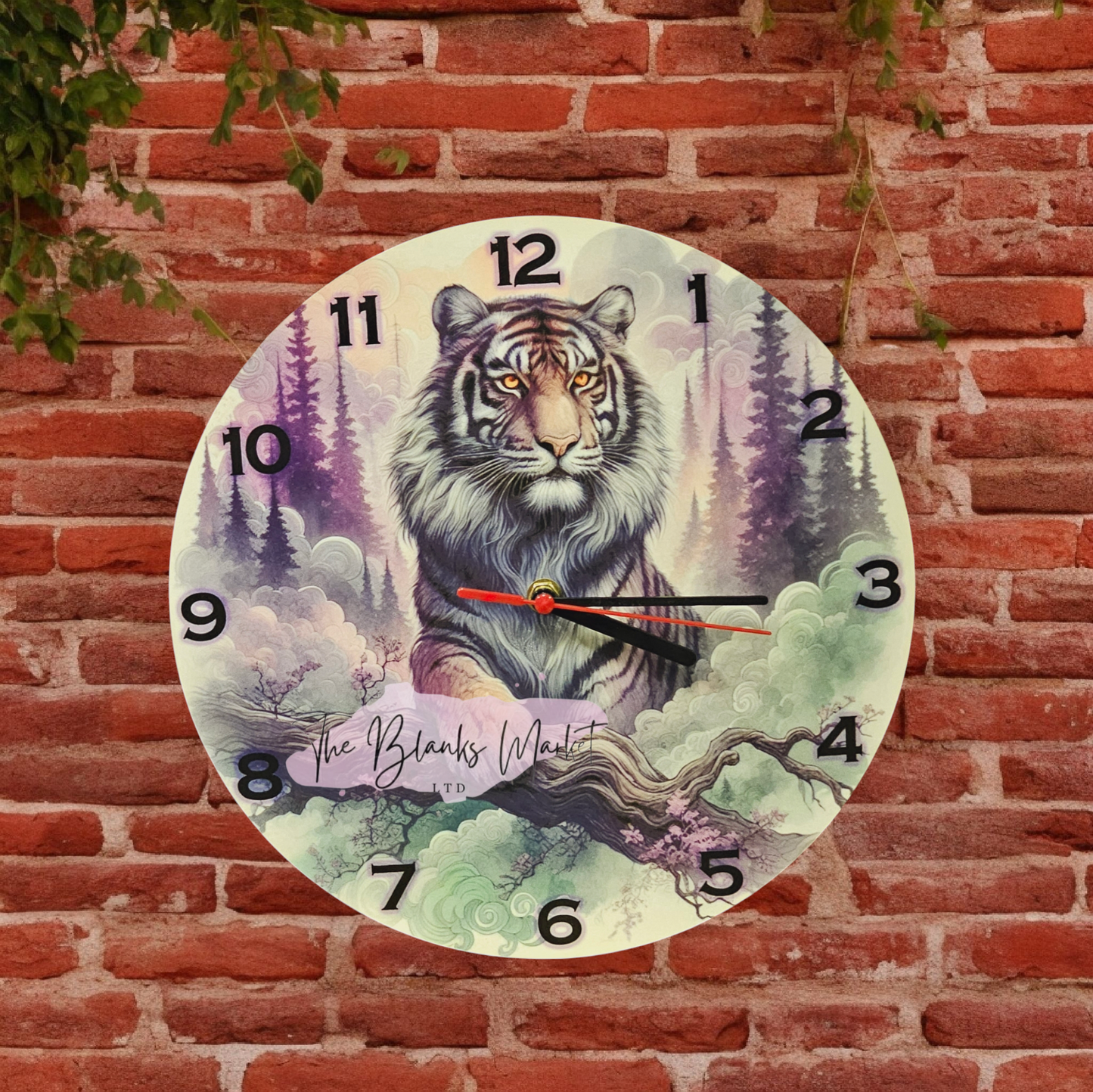 Tiger 30cm wooden clock