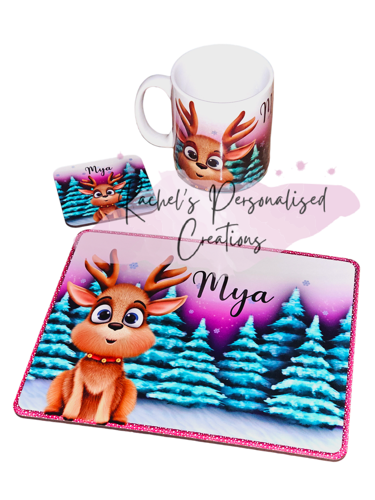 Mug, coaster and placemat set