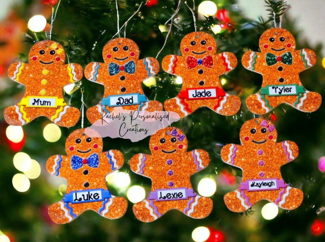 Personalised gingerbread man decorations