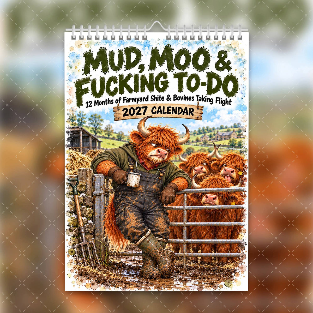 2027 Mud, Moo & Fucking To-Do Calendar – Funny Highland Cow Calendar