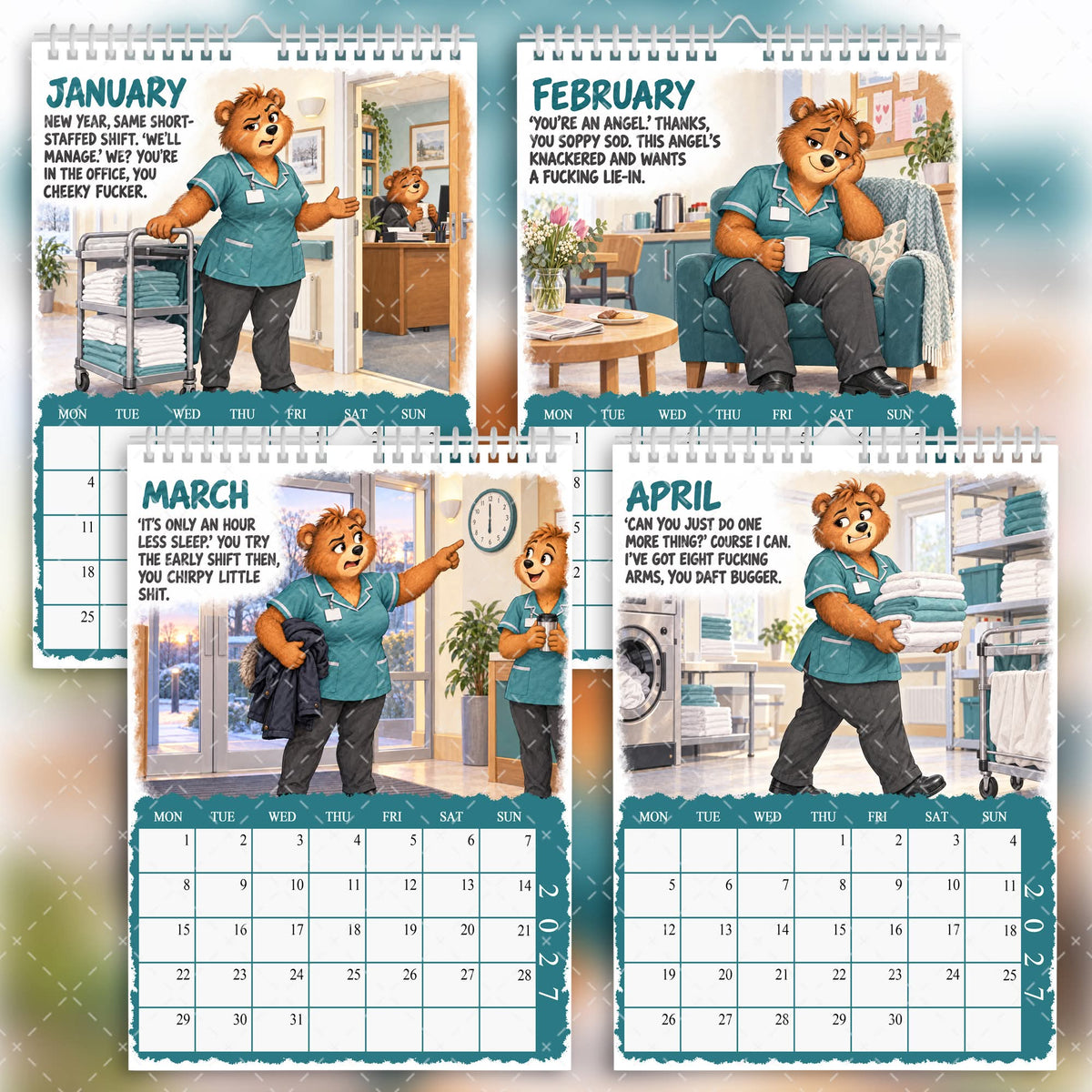 Funny Care Worker Calendar 2027 – Caring, Swearing & F*cking Despairing