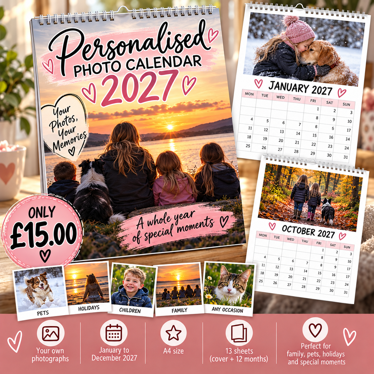 Personalised Photo Calendar 2027 – Your Photos, Your Memories