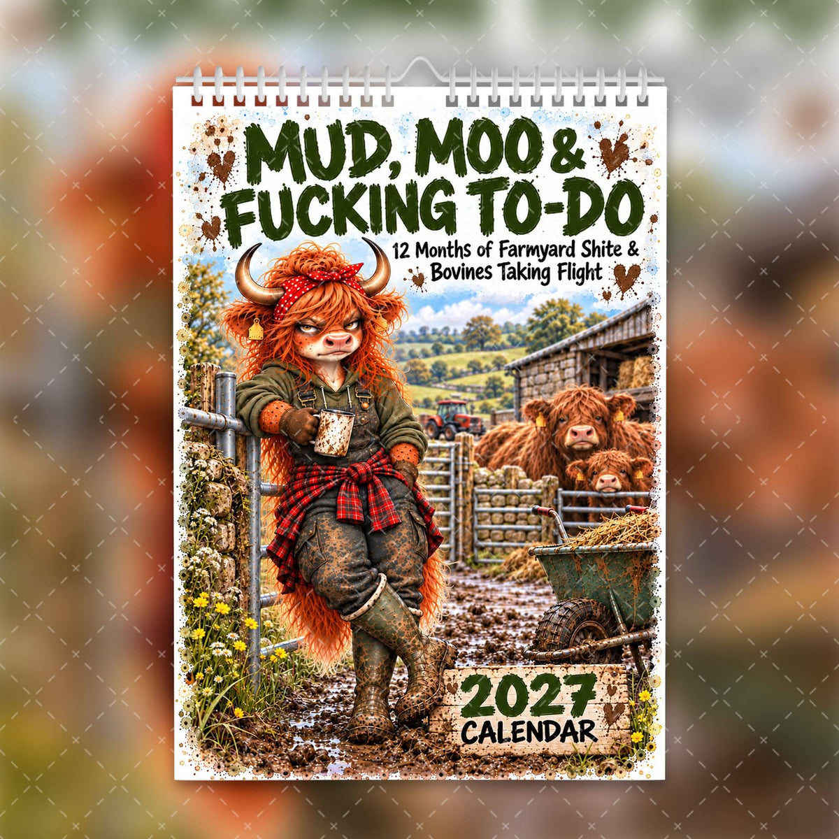 2027 Mud, Moo & Fucking To-Do Calendar – Funny Highland Cow Calendar