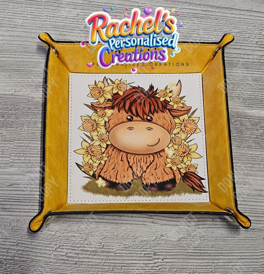 Personalised pu Leather Snap Up Tray