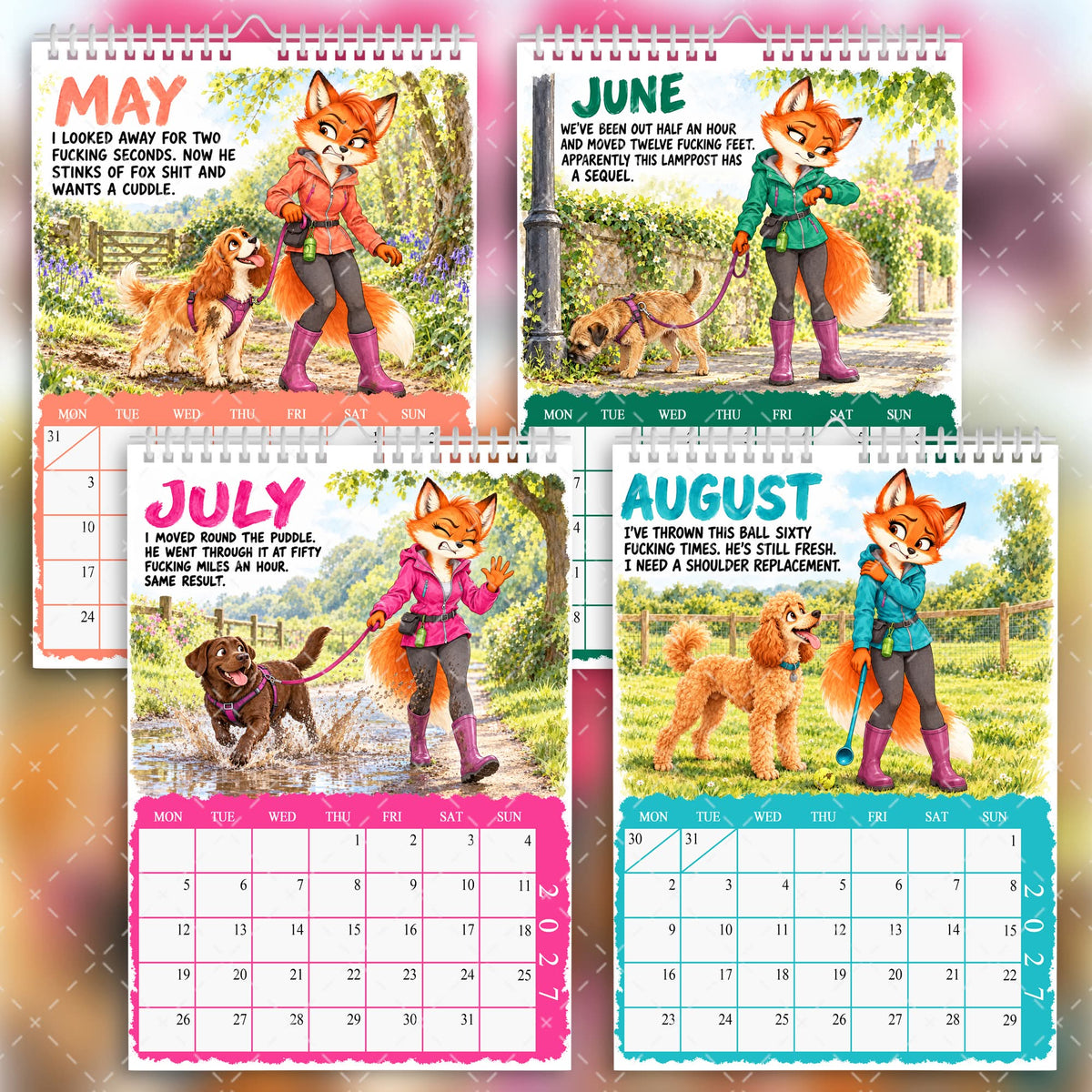 2027 Funny Dog Walking Calendar – Paws, Poos & Fucking Wet Shoes