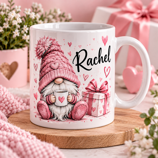 Personalised Pink Gonk Mug – Custom Name Gift