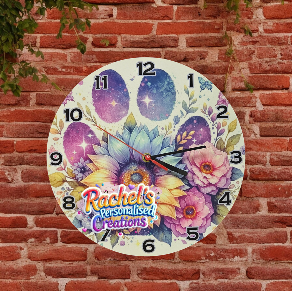 Paw wooden 30cm clock