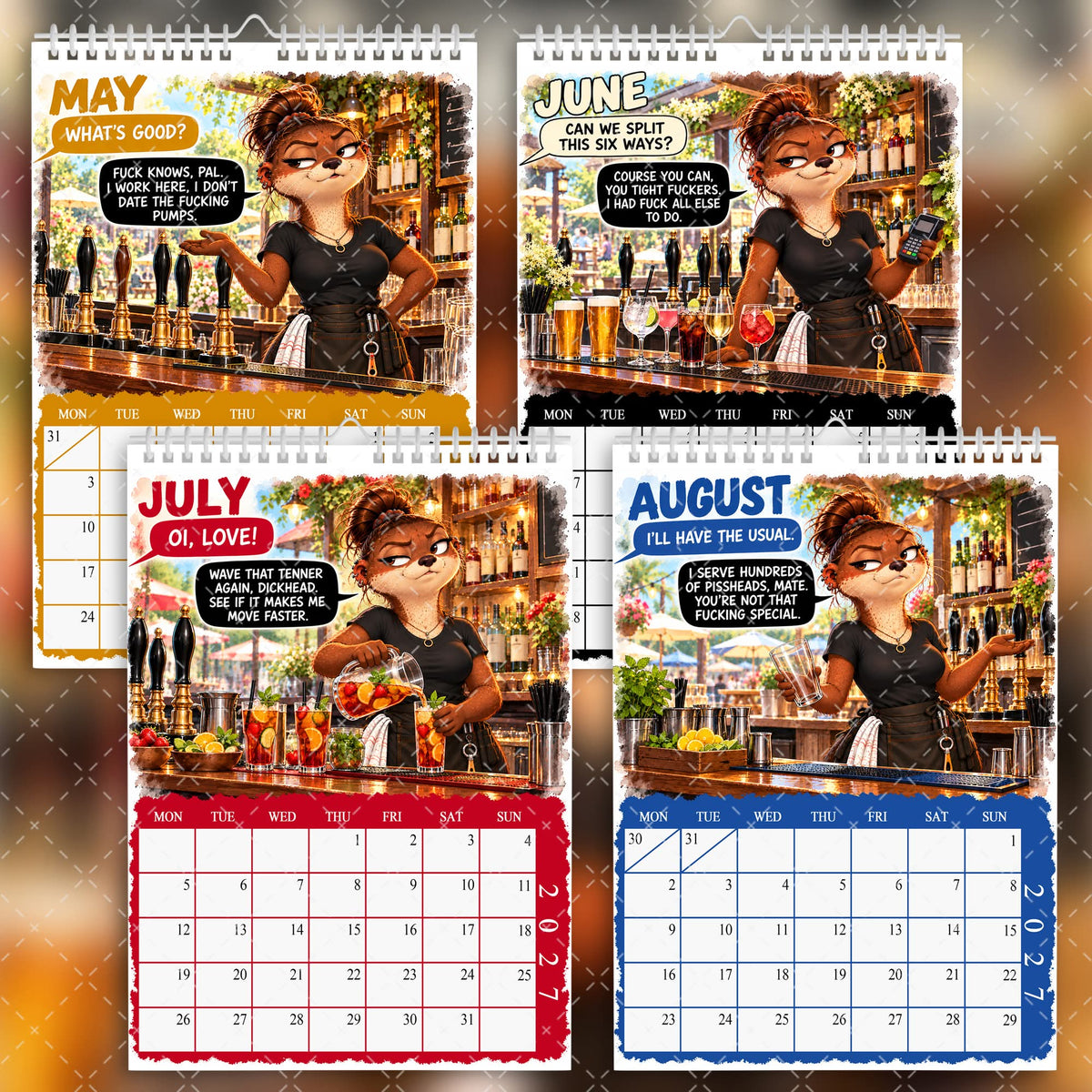 2027 Funny Sweary Bar Staff Calendar – Pints, Pricks & Pub-Going Twits