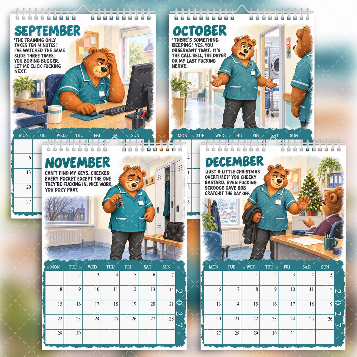 Funny Care Worker Calendar 2027 – Caring, Swearing & F*cking Despairing
