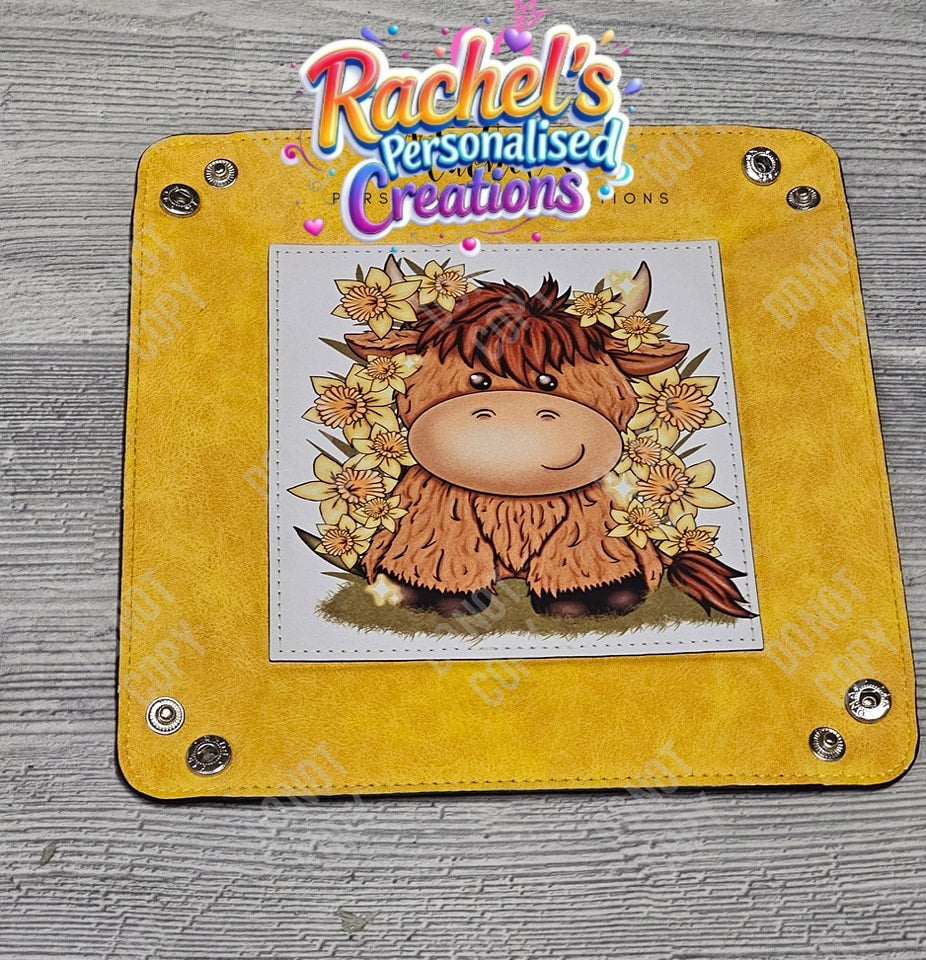 Personalised pu Leather Snap Up Tray