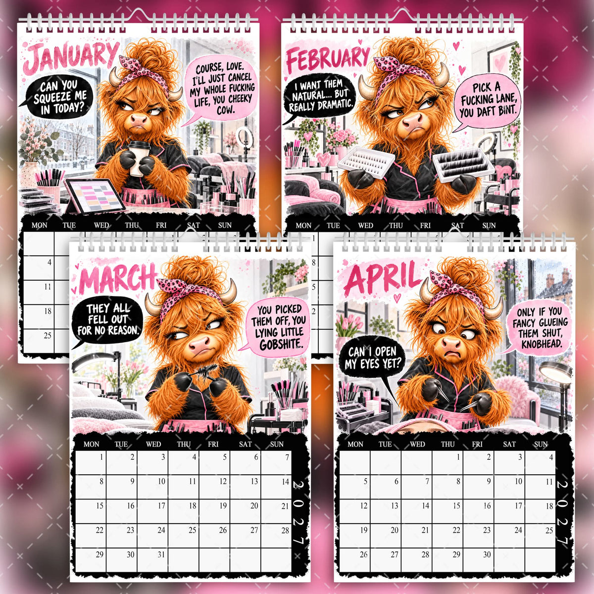 2027 Funny Sweary Lash Tech Calendar – Lashes, Clashes & Karen Bashes
