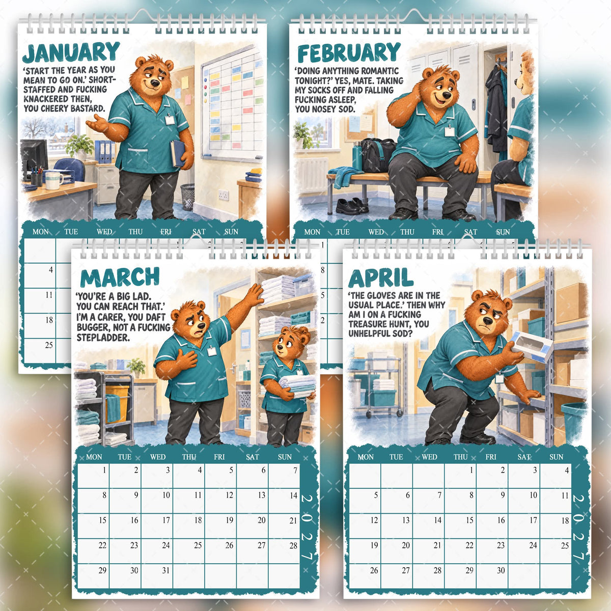 Funny Care Worker Calendar 2027 – Caring, Swearing & F*cking Despairing