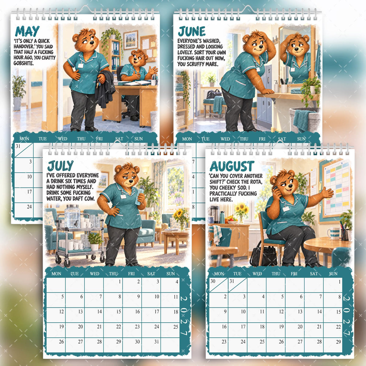 Funny Care Worker Calendar 2027 – Caring, Swearing & F*cking Despairing