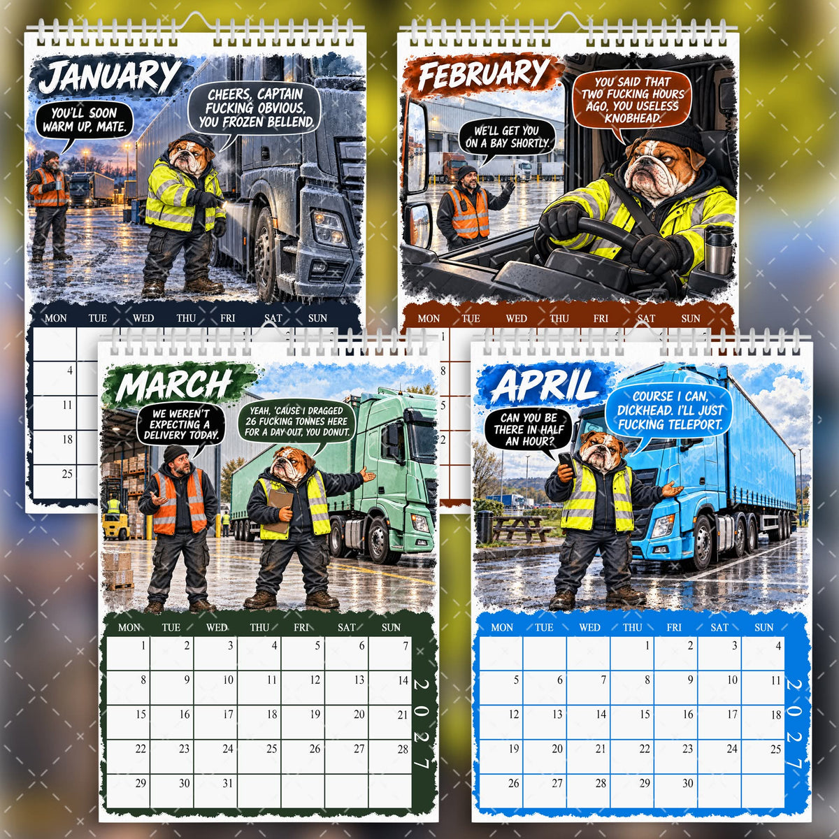 2027 Funny Sweary Lorry Driver Calendar – Roads, Loads & Fucking Toads