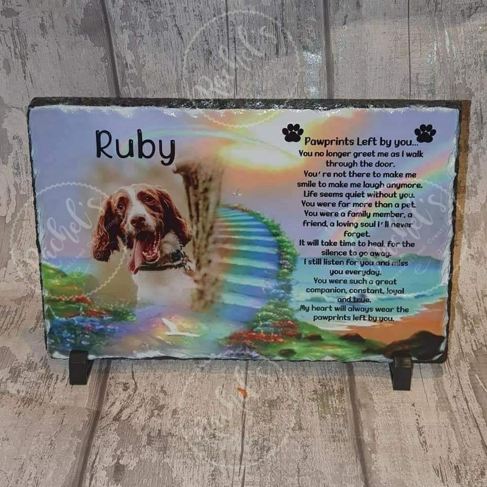 Pet memorial photo slate