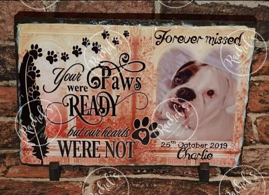 Pet memorial photo slate